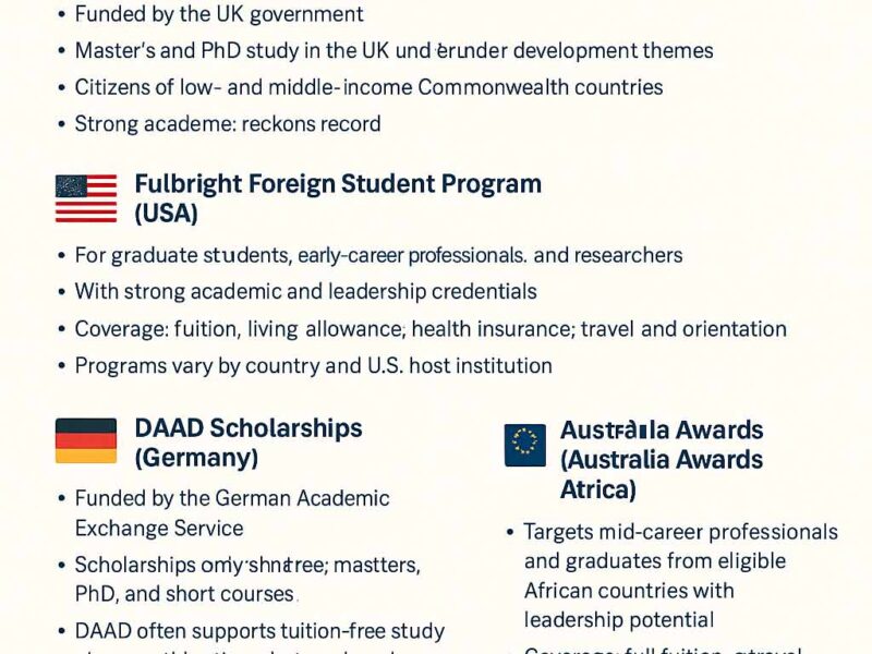 Best Scholarships for African Students — 2025