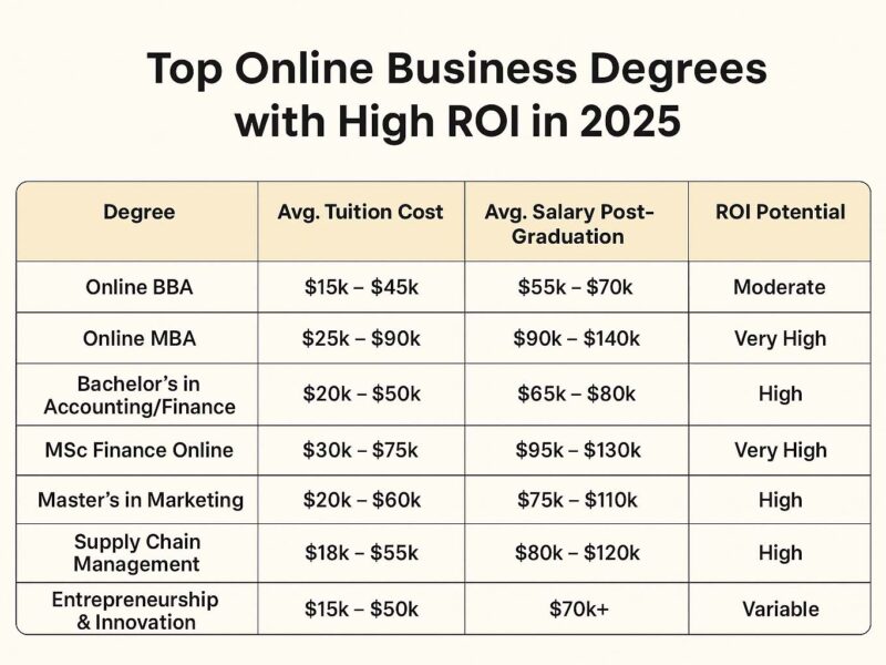 Top Online Business Degrees with High ROI in 2025